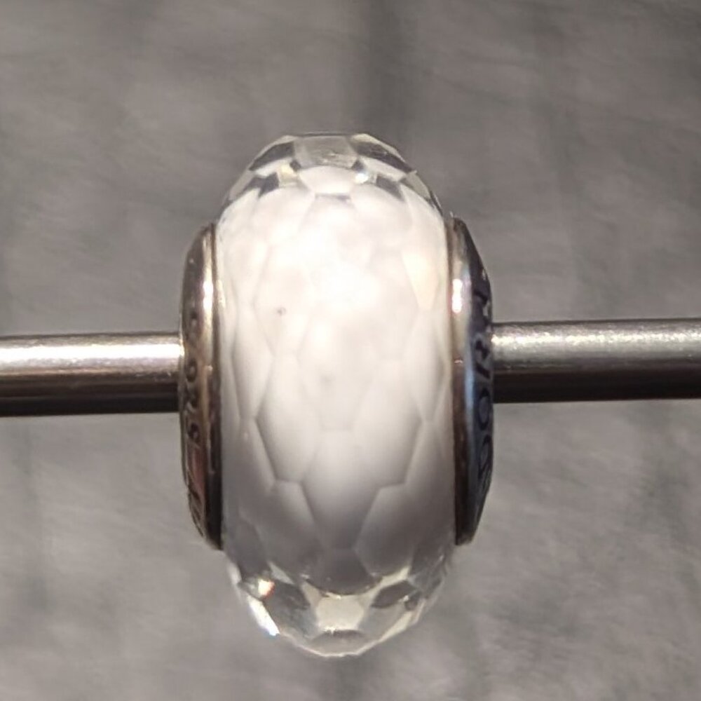 Pandora White Fascinating Faceted Murano Glass Charm